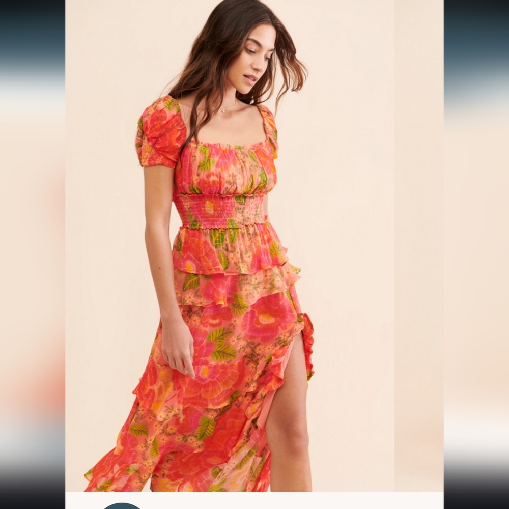 FARM Rio Vibrant Pink and Orange High Low Dress - Picture 2 of 10